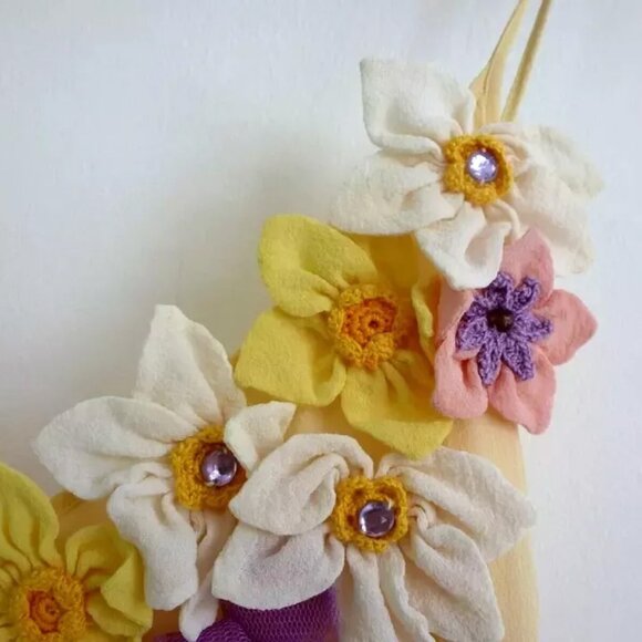 MOSCHINO IVORY LEMON 3D FLOWER APPLIQUES BEADED SILK SLIP DRESS USA 12 IT46 PURP - Picture 2 of 13